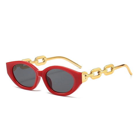 Occhiali Da Sole Retro Cat Eye Con Aste A Catena Metallica Protezione UV400 Montatura In PC Stile Punk Per Donna