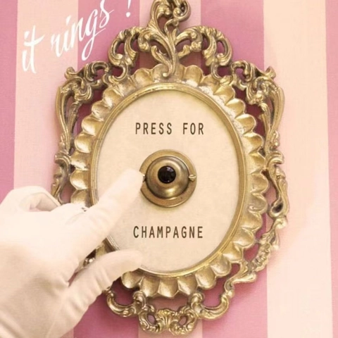 Press For Champagne Button Vintage Doorbell Decorative Ornate Gold Frame For Home Bar Party Wall Mounted Decor
