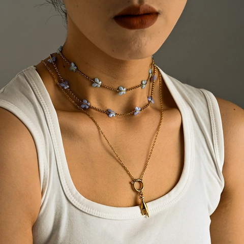 Collana Con Ciondolo A Farfalla Placcata Oro 18K Acciaio Inossidabile Minimalista Francese Retro Gioielli Di Moda Per Donna