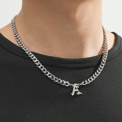 Gotische Letter Hanger Ketting Roestvrij Staal Cubaanse Schakelketting Hip Hop Street Style Sieraden Voor Heren Dames