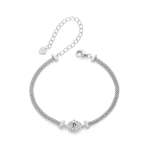 925 Sterlingsilber Moissanit Gewebtes Netz Armband Für Damen 0,5 Karat Brillantschliff Moissanit Verstellbarer Handschmuck