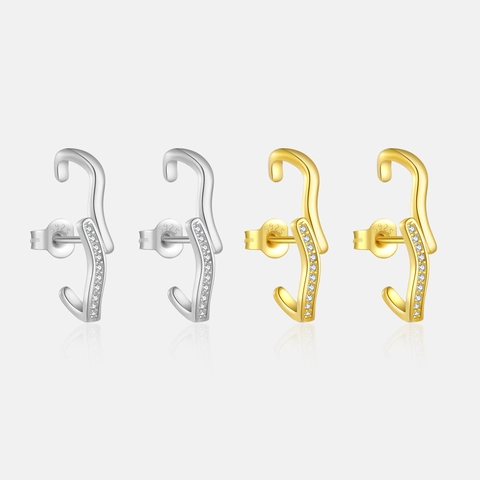 Gebogene Wellen Ohrstecker Mit Mikro Zirkon Und 925er Sterlingsilber Ohrstecker Minimalistische Mode Für Frauen