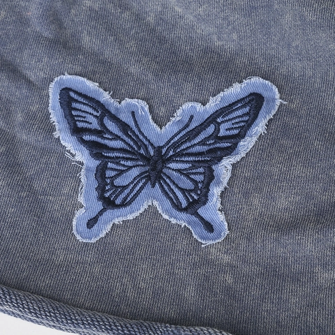 Gorro Beanie de Punto con Bordado de Mariposa Vintage para Mujer Gorro Slouchy Washed Invierno Cálido Resistente al Viento Accesorio