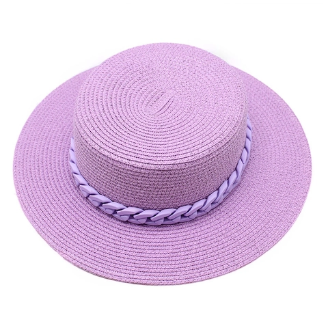 Cappello Canotier Da Donna Paglia Di Carta Tesa Larga Catena In Plastica Decorazione Estate Spiaggia Sole Vacanze