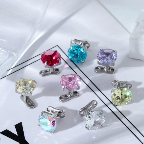 Minimalist Stainless Steel Dermal Anchor Set Internally Threaded Zirconia Skin Diver Piercing Jewelry Unisex Body Jewelry