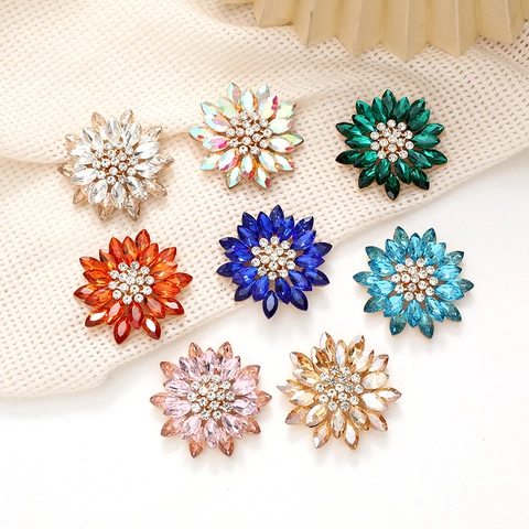 Sunflower Flower Charms Alloy Marquise Rhinestone Pendants For DIY Jewelry Making Crafts Decoration Sparkly Fashion