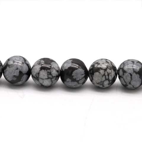 Perles En Vrac Rondes En Pierre D'Obsidienne Flocon De Neige Naturelle Pour La Fabrication De Bijoux Bracelet Collier Bricolage Polies