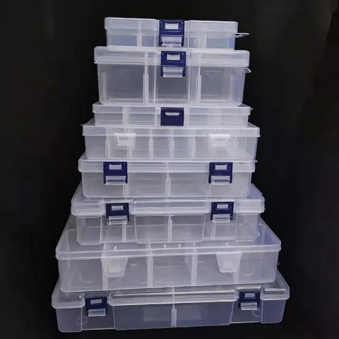 Transparent Plastic Compartment Storage Box PP Clear Divided Jewelry Box Detachable Grid Craft Organizer Box For Beads Parts