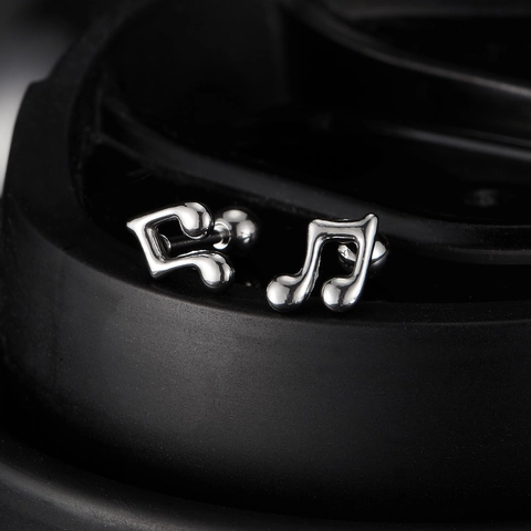 Stainless Steel Musical Note Stud Earrings Unisex Minimalist Music Symbol Screw Back Ear Piercing Jewelry Gift For Women Men