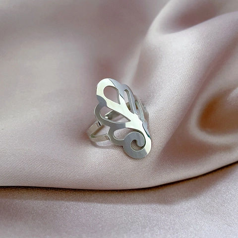 Hollow Spider Lily Flower Ring Stainless Steel Adjustable Minimalist Finger Jewelry For Women Men