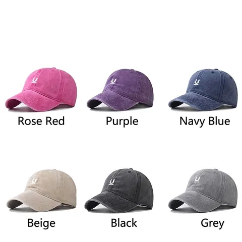 Washed Cotton Baseball Cap Vintage Distressed Buchstaben U Stickerei Verstellbare Sonnenschutz Outdoor Sport Hut Unisex