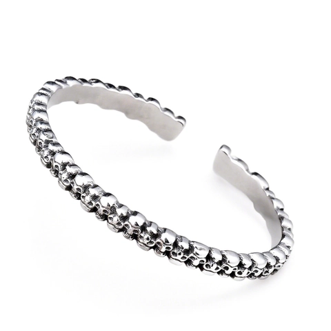 Skull 316L Stainless Steel Open Cuff Bangle Bracelet Punk Gothic Vintage Polished Jewelry For Men