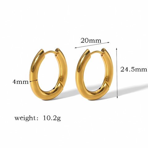 Oval Creolen Edelstahl Klobig Minimalistisch Geometrisch Huggie Klappbar Poliert Vergoldet Modeschmuck Damen