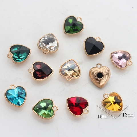 Pendenti Cuore In Cristallo Lega Dorata Ciondoli Sfaccettati Per Creazione Gioielli Accessori Orecchini Collana DIY