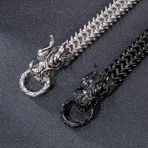 Pulsera De Cabeza De Dragón Para Hombre Acero Inoxidable 316L Cadena Franco Pesada Joyería Punk Rock Estilo Biker