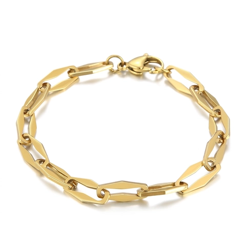Bracciale A Catena A Maglie A Rombi Geometrici Cavi Acciaio Inossidabile Titanio Gioielli Di Moda Per Uomo Donna