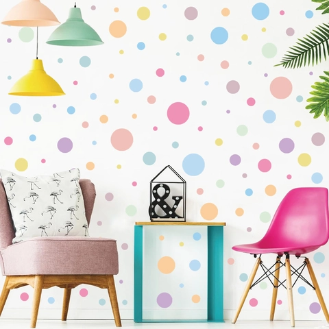 Stickers Muraux À Pois Colorés Macaron Décalcomanies Cercles Colorés PVC Amovibles Autocollants Pour Décoration Chambre Classe