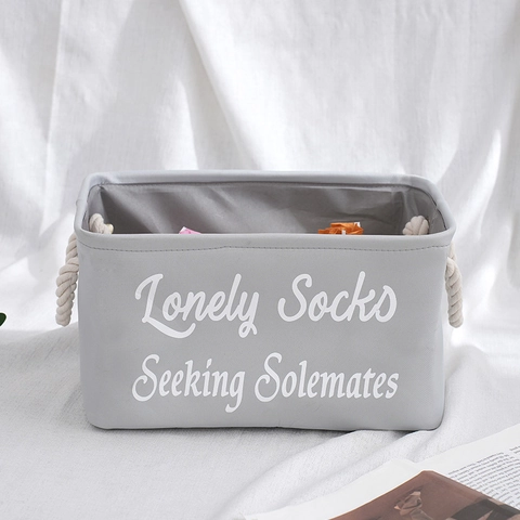 Large Fabric Storage Basket With Rope Handles Cotton Linen Rectangular Organizer For Closet Laundry Socks