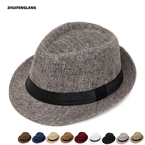 Cappello Fedora Unisex Intrecciato Traspirante Protezione Solare Cappello Jazz Con Nastro Stile Vintage Spiaggia Viaggio