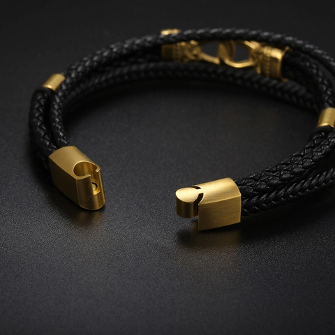 Multi-Layer Geflochtenes Lederarmband Herren Edelstahl Magnetverschluss Totem Geprägt Retro Punk Stil Lässige Mode