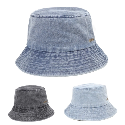 Cappello Alla Pescatora In Denim Lavato Vintage Cotone Protezione Solare Outdoor Per Donne