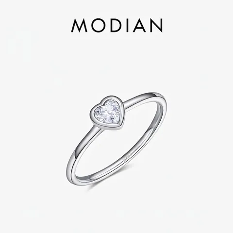 925 Sterling Silber Herz Ring Zirkonia Minimalistisches Design Schmuck Für Damen Romantisches Geschenk Poliert