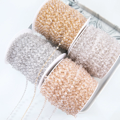 Catena In Rame Con Cristalli Trasparenti Sfaccettati Triangolari Per Creazione Di Gioielli DIY Collane Bracciali Accessorio