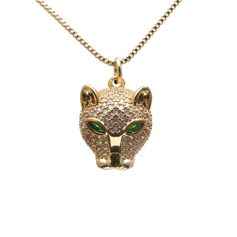 Hip Hop Leopardenkopf Anhänger Halskette Vergoldet Kupfer Zirkonia Voll Strass Tier Schmuck Für Herren Damen Party Geschenk