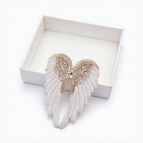 Angel Wings Enamel Rhinestone Brooch Alloy Vintage Pin For Women Clothing Accessories