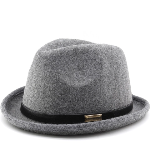 Classic Fedora Hat Polyester Felt Vintage Jazz Style With Leather Belt And Gold Metal Buckle For Men Women Autumn Winter
