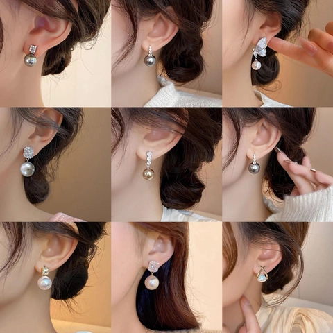 Elegante Kunstpareloorbellen Met 925 Sterling Zilveren Oorsteker Zirkonia Vlinder Strik Franse Vintage Sieraden Voor Vrouwen