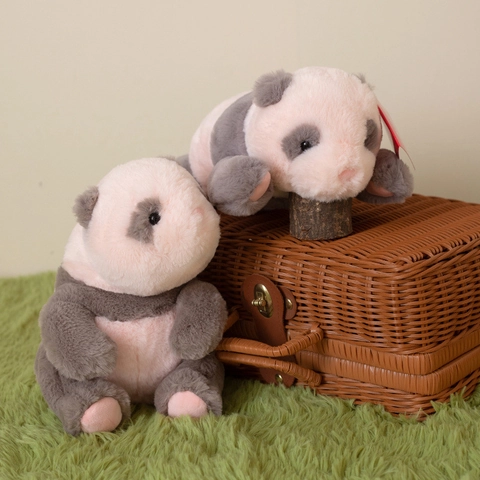 Simpatico Peluche Panda Animale Di Peluche Morbido Rosa Grigio Seduto Sdraiato Decorazione Regalo Per Bambini Piccoli