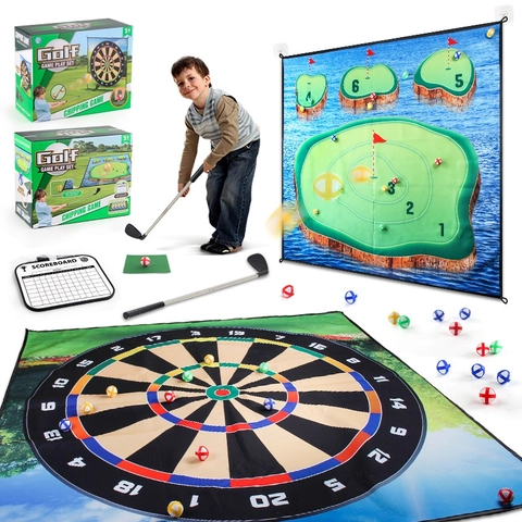 Kinder Golf Chipping Spielzeug Mit Faltbarer Matte Abnehmbarem Edelstahl Schläger Klebrigen Bällen Drinnen Draußen Spaß