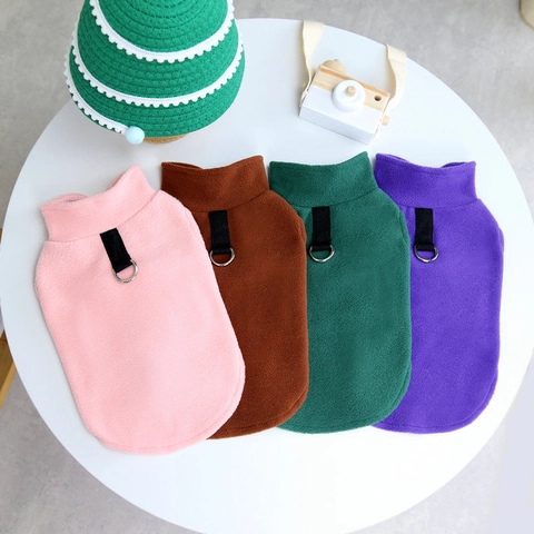 Veste Chien Polaire Chaud Hiver Vêtements Avec Anneau De Laisse D Doux Épais Pull Pour Chiot Petits Chats