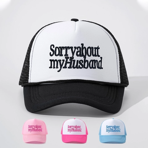 Sorry About My Husband Trucker Pet Mesh Polyester Ademend Verstelbaar Zomer Zonnescherm Novelty Pet Voor Dames