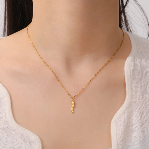 Evil Eye Italian Horn Pendant Layered Necklace Stainless Steel Cornicello Amulet Protection Fashion Jewelry For Women