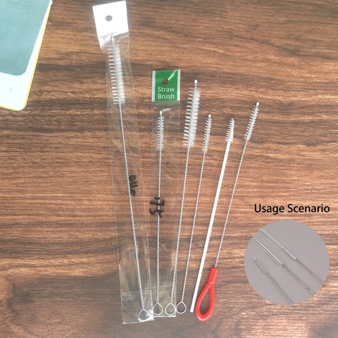 Cepillo De Limpieza Para Pajitas Acero Inoxidable Cerdas De Nylon Flexible Largo Limpiador De Tubos Botellas Cocina