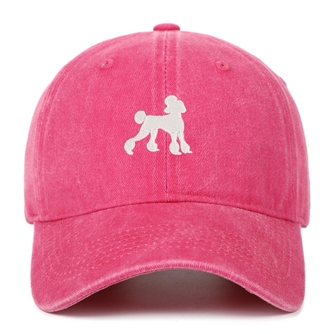 Cappello Da Baseball In Cotone Lavato Ricamo Barboncino Vintage Distressed Regolabile Dad Hat Protezione Solare Aperto Unisex