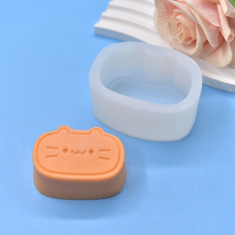Cat Face Silicone Mold DIY Handmade Soap Candle Resin Gypsum Chocolate Baking Tool Cartoon Cute Crafting Easy Release