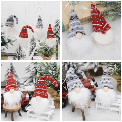 Pendenti Gnomo Di Natale Cappello In Maglia Fiocco Di Neve Elfo Senza Volto Ornamenti Appesi Stile Nordico