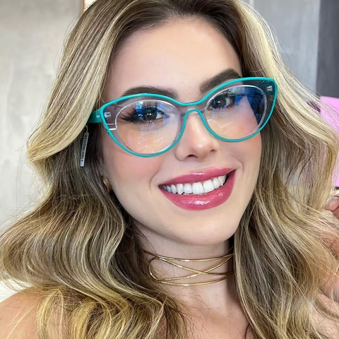 Cat Eye Anti Blauw Licht Bril TR90 Montuur Mode Brillen Voor Dames Retro Heldere Glazen Gepersonaliseerde Brillen