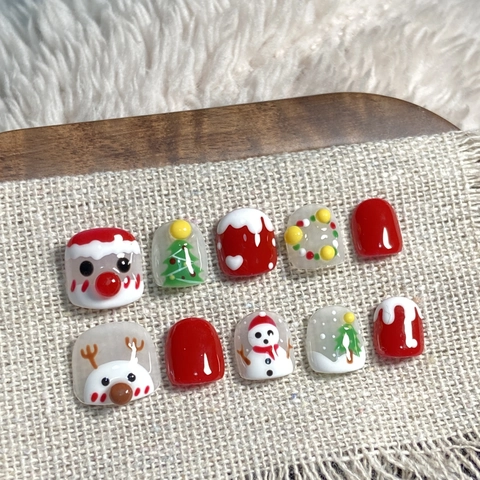 Unghie Finte Per Bambini Tema Natale Fatto A Mano Resina Renna Babbo Natale Pupazzo Di Neve Motivo Regalo