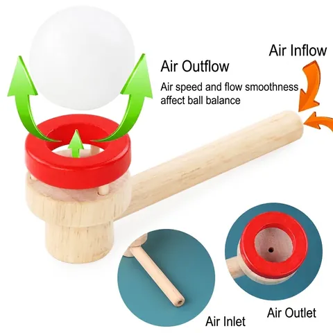 Wooden Floating Blow Ball Game For Children Lung Capacity Exercise Educational Sensory Training Novelty Toy