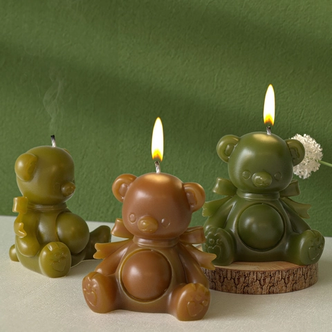 3D Bear Silicone Mold Bow Geometric Heart Shape DIY Candle Plaster Resin Aromatherapy Handmade Soap Craft Tool Flexible