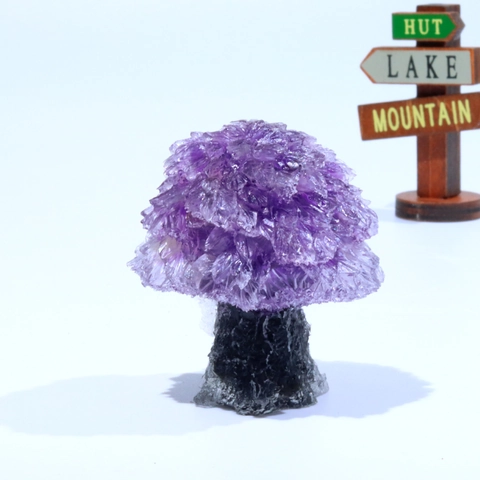 Mini Crystal Money Tree Ornament Natural Stone Chips Resin Desktop Decoration For Home Office Creative Lucky Wealth Tree