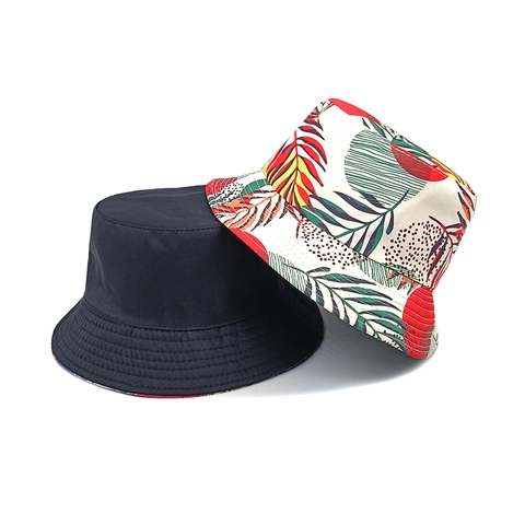 Bucket Hat Tropisches Blattmuster Polyester Sonnenschutz Lässig Vintage Packbarer Fischerhut Für Damen Herren