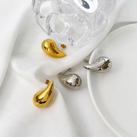 Polierte Kupfer Wassertropfen Ohrringe Mit 925 Sterling Silber Ohrstecker Elegante Tropfen Schmuck Geschenk Für Damen