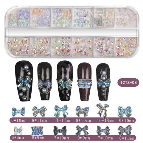 Kit De Decoración De Uñas 3D Flores De Resina Diamantes De Imitación Mariposa Lazo Charms Para Manicura DIY Accesorios
