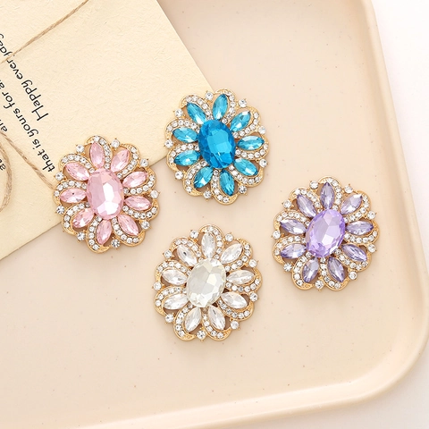 Flower Rhinestone Charms Zinc Alloy Crystal Pendants For DIY Jewelry Making Shoe Charms Phone Case Decor Sparkly Fashion