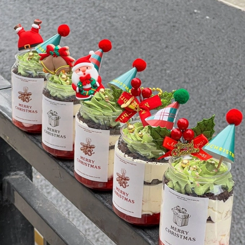 Christmas Cake Toppers Mini Hats Reindeer Antlers Felt Acrylic Cupcake Decorative Inserts Party Favors